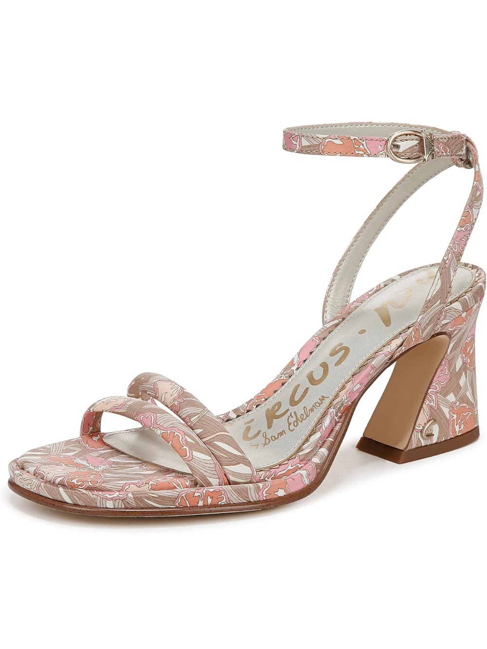 Circus by Sam Edelman Pink Floral Ankle-Strap Block Heel Sandal